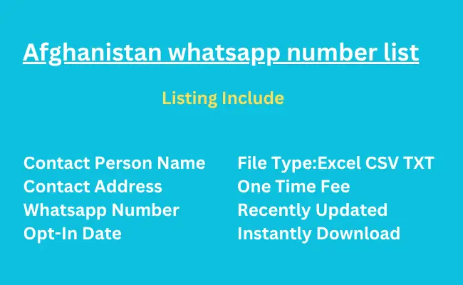 Afghanistan whatsapp number list