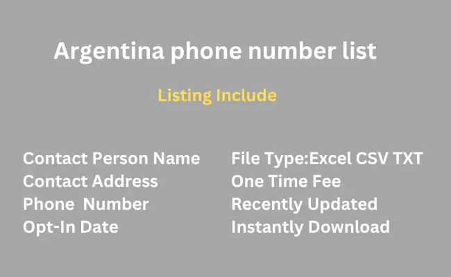 Argentina phone number list
