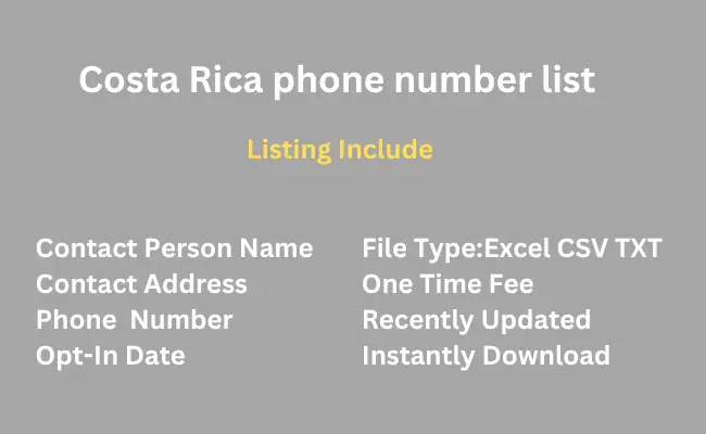 Costa Rica phone number list