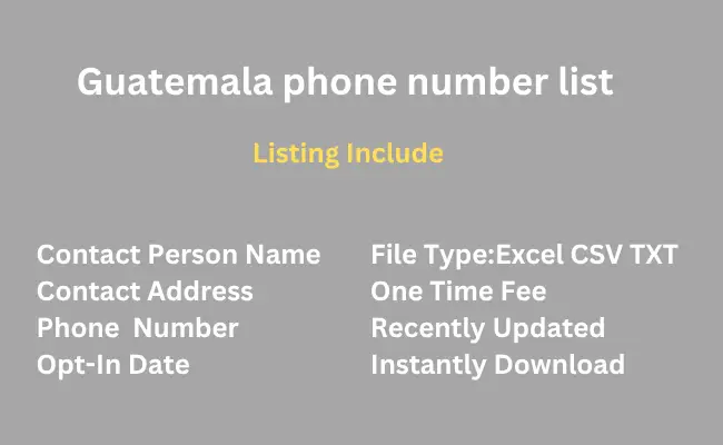Guatemala phone number list