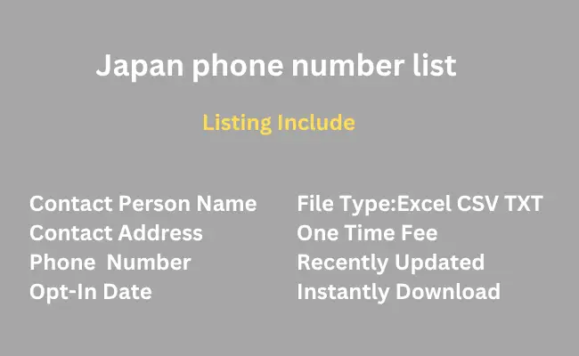 Japan phone number list