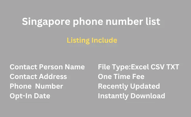 Singapore phone number list