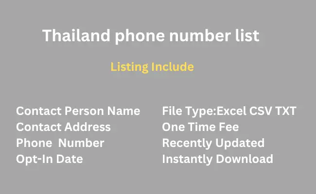 Thailand phone number list